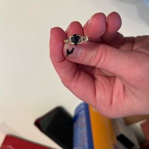 Pear shaped sapphire ring. 14kt gold with small diamond embellishments